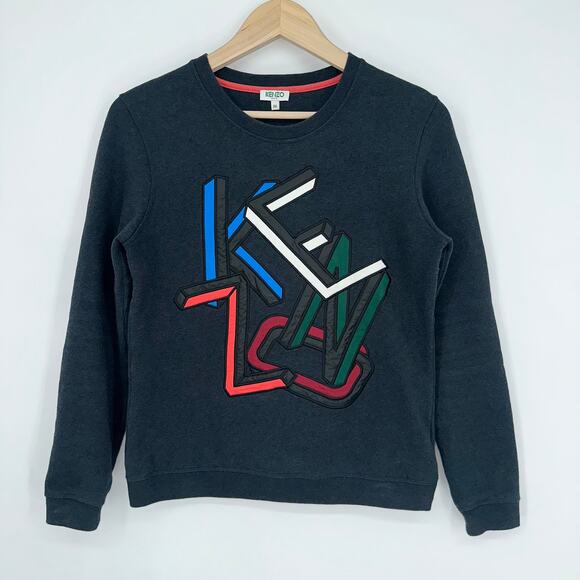 KENZO Logo Sweatshirt Womens Large Graphic Embroidered Letter Crew Neck Pullover - Picture 10 of 10